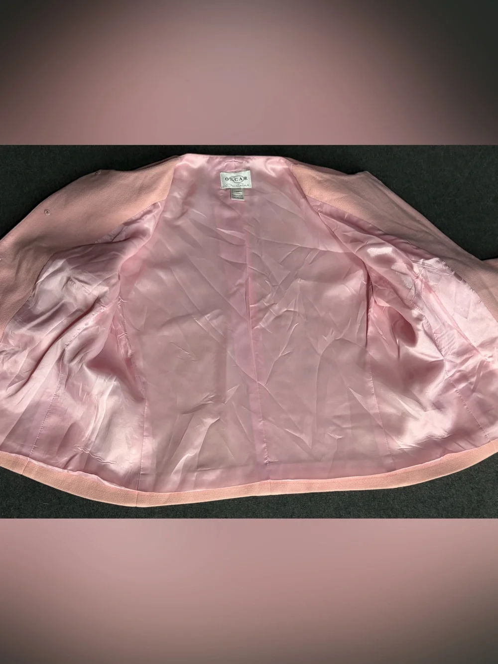 Vintage OSCAR DE LA RENTA Cocktail Wool Blazer Blush Pink 8P Made in Korea